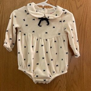 Baby Girls' Bow Printed Velour Romper - 6-9M